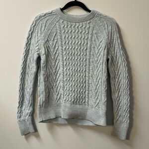 '16 GAP women's light blue white cable knit crewneck sweater, S.